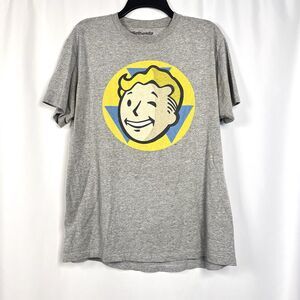 Bethesda Fallout Vault Boy Logo Gray Graphic T-Shirt Men’s Large Gamer Tee
